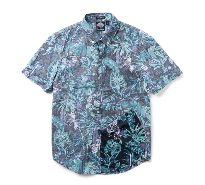 Camicia Hawaiian Harley-Davidson x Reyn Spooner - Nero