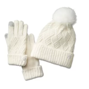 Set regalo cappello e guanti Empower da donna - Cloud Dancer