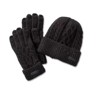 Set regalo con cappello e guanti stringati da donna - Black Beauty