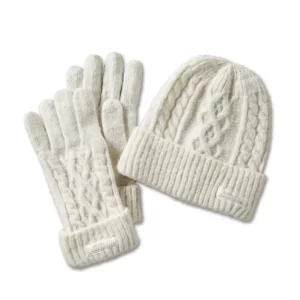 Set regalo con cappello e guanti stringati da donna - Cloud Dancer