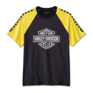 Maglietta Raglan Bar & Shield a maniche corte, da uomo - Colorblocked - Harley Black