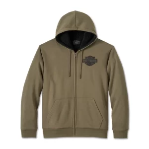 Felpa con cappuccio Bar & Shield in sherpa e con cerniera anteriore - Grape Leaf