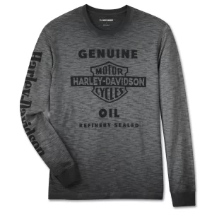 Harley-Davidson Oil Can Slub Long Sleeve Tee - Black