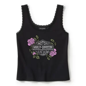 Canotta con pizzi Rose & Thorn Bling - Harley Black.
