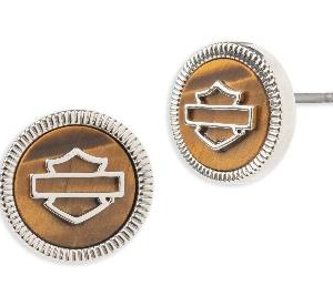 ORECCHINI A PERNO BAR & SHIELD OCCHIO DI TIGRE