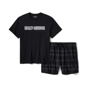 Completo pigiama con pantaloncino a quadri