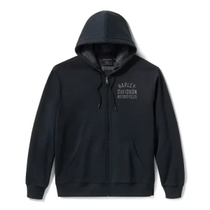 Felpa con cappuccio foderata in plaid con cerniera - Harley Black