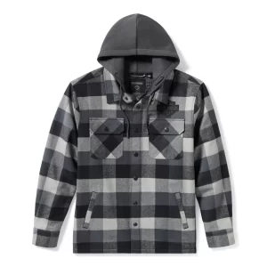 Giacca camicia con cappuccio Traveler - Plaid - Asphalt & Harley Black