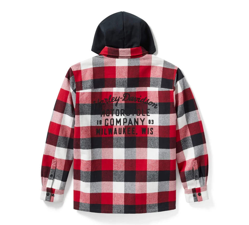Giacca camicia con cappuccio Traveler - Plaid - Chili Pepper & Harley Black
