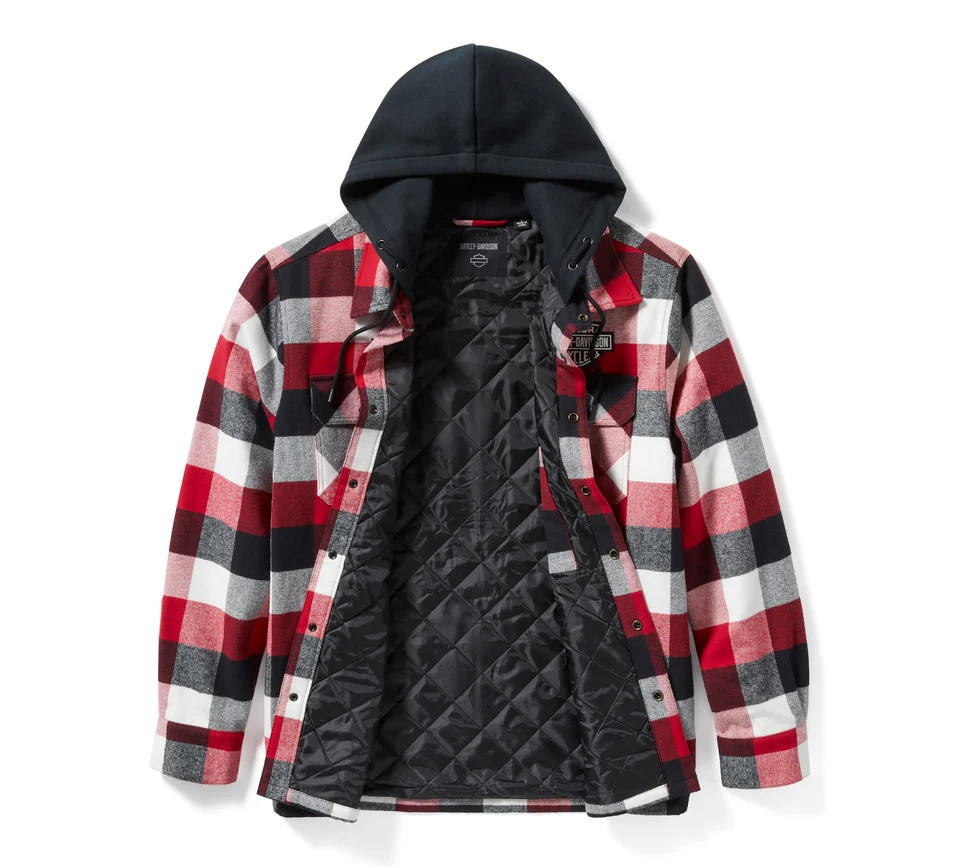 Giacca camicia con cappuccio Traveler - Plaid - Chili Pepper & Harley Black