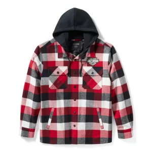 Giacca camicia con cappuccio Traveler - Plaid - Chili Pepper & Harley Black