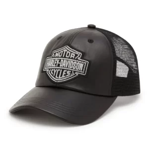 Cappellino Trucker in pelle Bling Bar & Shield C