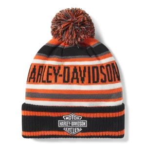 Beanie con pon-pon Harley-Davidson Stripe - Harley Orange & Harley Black