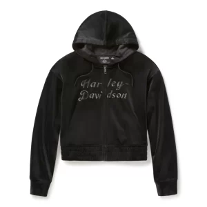 Felpa con cappuccio in velluto - Harley Black