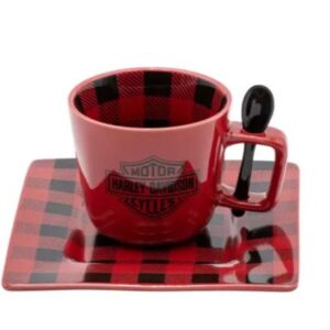 Tazza e Piattino rosso a scacchi