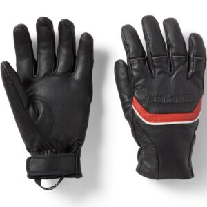 Guanti Harley-Davidson in pelle neri con dettaglio rosso/bianco