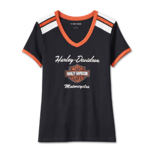 T-shirt a righe con scollo a V Iconic da donna