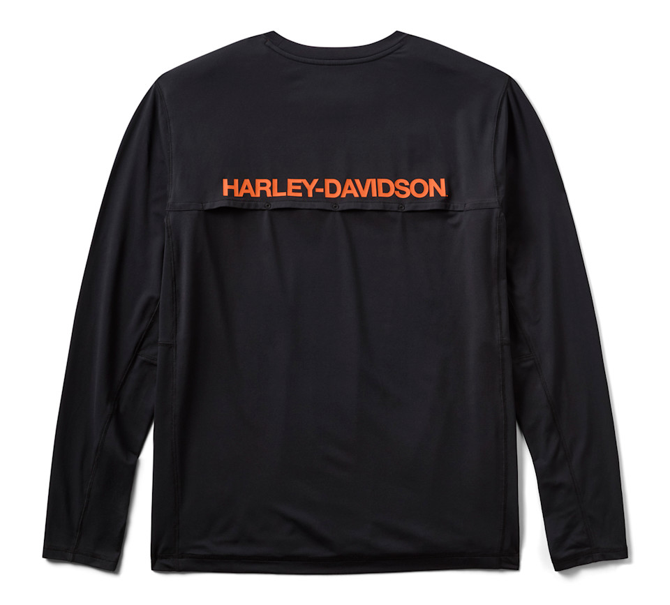 Maglia girocollo a maniche lunghe areata H-D TECH da uomo - Harley Black