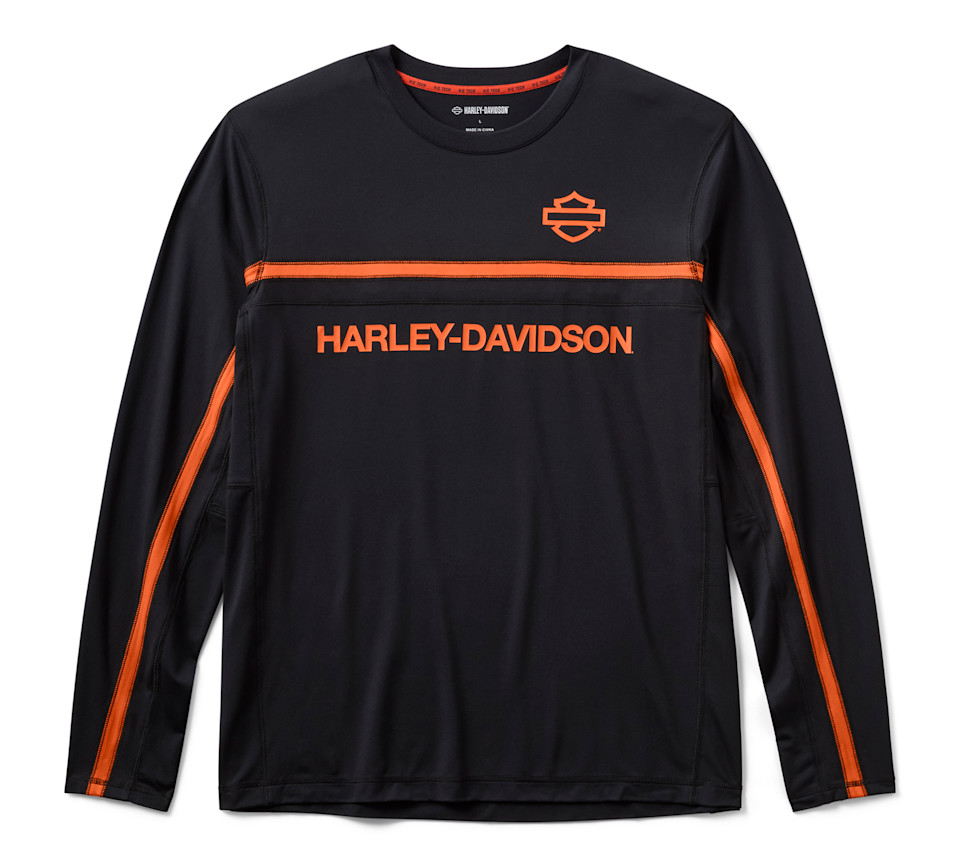 Maglia girocollo a maniche lunghe areata H-D TECH da uomo - Harley Black