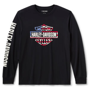 Camicia a maniche lunghe da uomo con stelle e strisce - Harley Black
